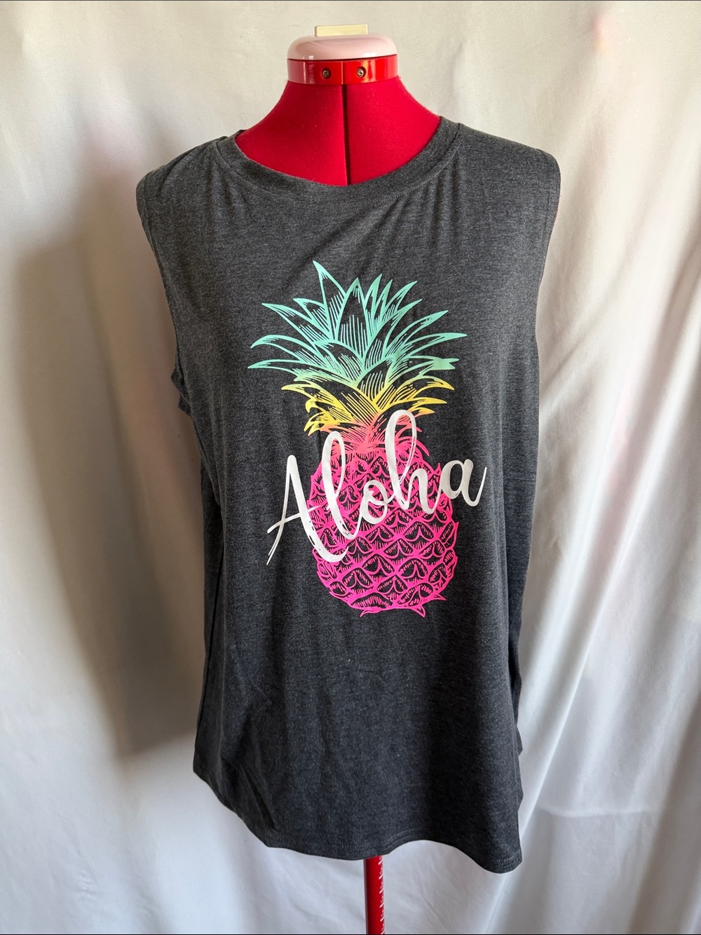 Women's Charcoal Aloha Pineapple Graphic Tank